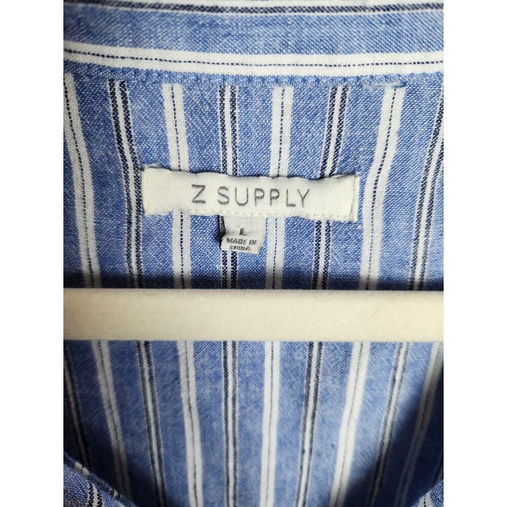 Z Supply Jayden Linen Blend Shirt Dress in Marina Blue Sz L beachy boho … - Picture 7 of 10